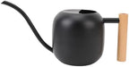 Stainless Steel Watering Can, 1.2L Indoor Plant Waterer with Long Spout, Wooden Handle for Flowers Succulents Bonsai (Black) - Image 4