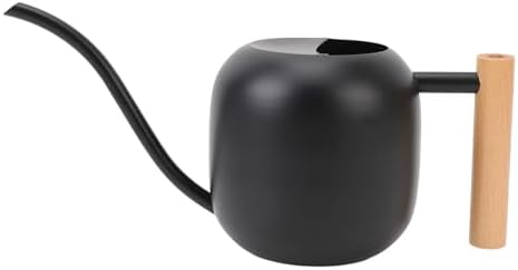 Stainless Steel Watering Can, 1.2L Indoor Plant Waterer with Long Spout, Wooden Handle for Flowers Succulents Bonsai (Black) - Image 4