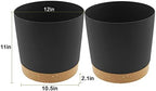 QCQHDU 12 inch Plant Pot, 2 Pack Planters for Indoor Plants with Drainage Holes & Saucer, Outdoor Flower Pots Home Garden Modern Decor - Image 2