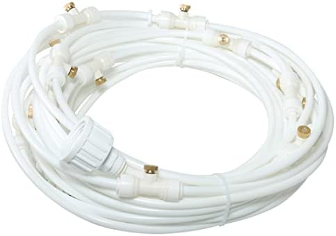 Misting Cooling System,(6-18M) Misting Line + Brass Mist Nozzles + Outdoor Mister for Patio Garden Greenhouse Trampoline for waterpark (15M,White) by Drincoshow