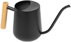 Watering Can with Long Spout Black Wood Handle 1000ml Stainless Steel by DECHOUS