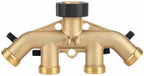 4 Way Brass Hose Splitter, Brass Tap Connector with 4 Independent Shut Off Valves, 3 Inch Garden Hose Adapter for Watering Lawns Flowerbeds Vegetable Beds (#2) - Image 3