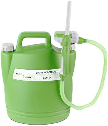 TERA PUMP 2nd Gen. TRWC - AA Battery Powered Watering Can with Detacheable 2.5 Feet Long Hose, Green, 3.8 Gallon Can (Included) - 1.3 GPM by TERAPUMP