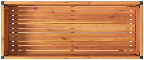 Raised Garden Bed with Shelf, 43.3-Inch Outdoor Wooden Planter Box, Elevated Rectangular Flower Herb Vegetable Container for Patio Balcony - Image 7