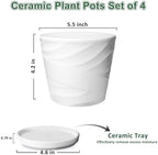 5 Inch Ceramic Plant Pots, 5.5 in Diameter, 4 Pack - Image 2