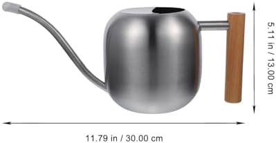 Silver Watering Can 1.2l with Wooden Handle, Stainless Steel - Image 2