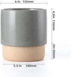 6 Inch Ceramic Self Watering Planter with Drainage Hole, Dark Grey - Image 2