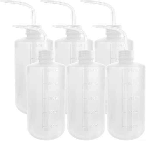 6 Pack Plastic Squirt Bottle 500ml Leak for proof Wash Bottle for Labware - LDPE Safety Bottle with Angled Spout for Tattoo Ink and Plants by Unknown