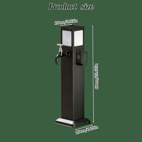 Solar Light Garden Water Column, Stainless Steel Hose Stand with Double Faucets, Outdoor Vertical Antifreeze Garden Watering Post, Outdoor Water Dispenser(16 * 60cm) - Image 7