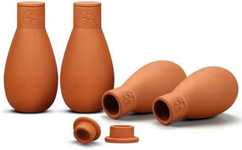 Soilagua 16 oz Olla Plant Watering Globes, Terracotta Watering Pots System, Self Watering Planter Insert for Outdoor & Indoor Plants, Vacation Plant Watering Devices Spikes Waterer, 4 Pack by SoilaguaDirect