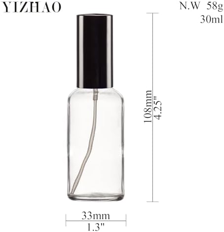 YIZHAO Clear Glass Spray Bottles 1oz, with Small Fine Mist Spray, Metal Cap, Refillable for Essential Oil,Travel,Cleaning,Perfume,Aromatherapy,Makeup – 24 Pcs - Image 2