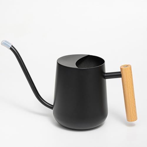Watering Can with Long Spout Black Wood Handle 1000ml Stainless Steel - Image 6