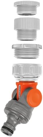 GARDENA Angled Tap Connector: Connector for 26.5 mm (G3/4 Inch) taps with 33.3 mm (G1 Inch) threads and 21 mm (G1/2 Inch) taps with 26.5 mm (G3/4 Inch) threads, rotates and swivels, packaged (2999-20) - Image 3