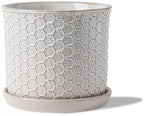 5.8 Inch Ceramic Plant Pot with Drainage Hole & Separate Saucer by Chubacoo