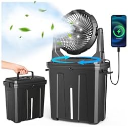 Ausic 2026 Upgraded 10″ 9L Oscillating Portable Misting Fan With Light, [Max 55Hrs] Golf Cart Mister Fan for Outside Patios, Outdoor Rechargeable Battery Operated Water Cool Fan-3 Spray Misters by Ausic