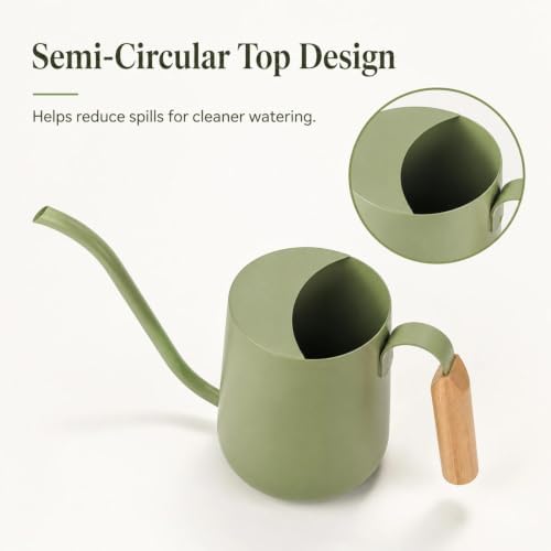 IMEEA 33oz Indoor Watering Can Stainless Steel Wooden Handle Long Spout - Image 6