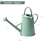 1.5 Gallon Metal Watering Can for Outdoor Plants, Watering Can, Cream Green - Image 2