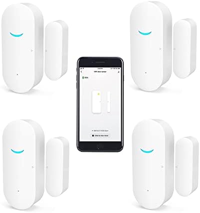 4 Pack WiFi Wireless Door Window Sensor,TUYA Smart Alarm with Free Notification APP Control Home Security Alarm System, Compatible with Alexa, Google Home, Siri by SENCKIT
