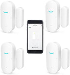 4 Pack WiFi Wireless Door Window Sensor,TUYA Smart Alarm with Free Notification APP Control Home Security Alarm System, Compatible with Alexa, Google Home, Siri by SENCKIT