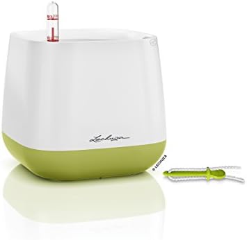 Lechuza Yula Self-Watering Garden Planter, White/Pistachio, 17" x 17" x 13" by LECHUZA