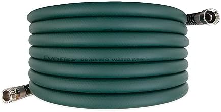 Camco EvoFlex 25-Ft Water Hose - RV Drinking Water Hose Contains No Lead, No BPA & No Phthalate - Flexible Design w/Stainless Steel Strain Relief Ends - 5/8” Inside Diameter, Green22581) by Camco