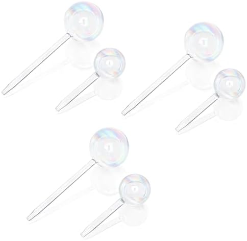 6 Pcs Iridescent Glass Self Watering Globes, Decorative Rainbow Plant Watering Bulbs, Automatic Irrigation System for Indoor and Outdoor Plants, Small and Large Sizes, Easy Watering Set by Unknown
