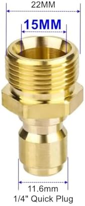 Hose Connector 6pcs Swivel M22 to 1/4" Quick Connect Hitch for High Pressure Wash Gun to Hose Adaptor Connection for Garden Fitting(Plug 15mm) - Image 2