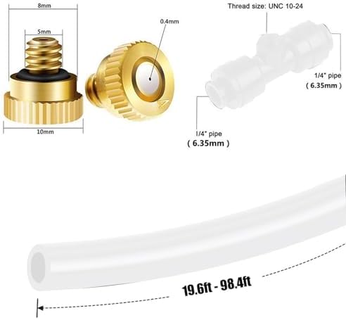 Outdoor Misting System Spray Mist Cooling Set, Misting Line with Brass Mist Nozzles, Garden Irrigation System Kit for Patio Garden Greenhouse (Size : 30M(98.4ft)-50 nozzles) - Image 3