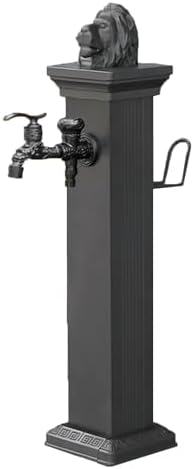 Freestanding Garden Water Column, Antifreeze Water Fountain Post, Hose Holder with Double Outlet Faucet for Villa Courtyard Camping(72cm/28in) by Unknown