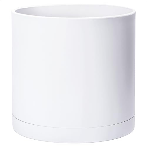 D'vine Dev Plastic Planter Pot with Saucer, 16 in, White, 74-X-A-5 by DvineDevPlanterPotsandStand