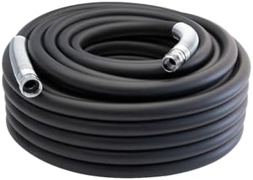Guitrees 2026 Upgraded Garden Hose 100FT x 3/4", Heavy Duty Rubber Water Hose with Five Layered Braiding, Swivel male and female Nickel-plated Brass Fittings, 1200PSI Burst, 300PSI Working (Black) by Guitrees