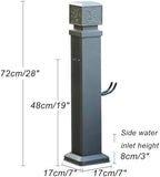 Outdoor Water Column with Faucet, Aluminum AlloyOutdoor Faucet Post, with Spray Gun and Hose, Dual Inlet Design for Backyard, Patio Irrigation - Image 2