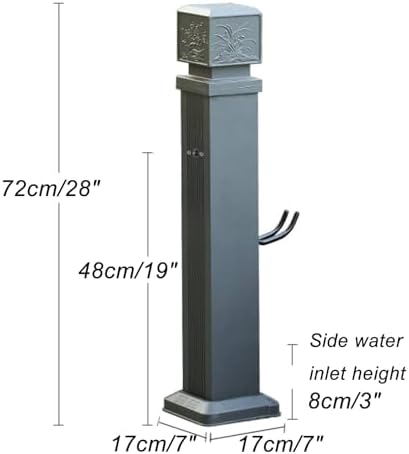 Outdoor Water Column with Faucet, Aluminum AlloyOutdoor Faucet Post, with Spray Gun and Hose, Dual Inlet Design for Backyard, Patio Irrigation - Image 2