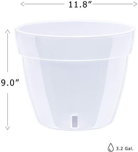 Gardenera 11.8" ASTI Self Watering Planter (Set of 3) in Menthol/White - Modern Flower Pot with Water Level Indicator for All House Plants, Flowers, Herbs, Succulents and Hanging Plants - Image 2