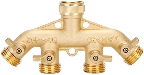 3/4 Inch 2/4-Way Brass Garden Hose Splitter Garden Tap Y-Type Watering Connector Distributor for Outdoor Faucet(4wayEU) by Unknown