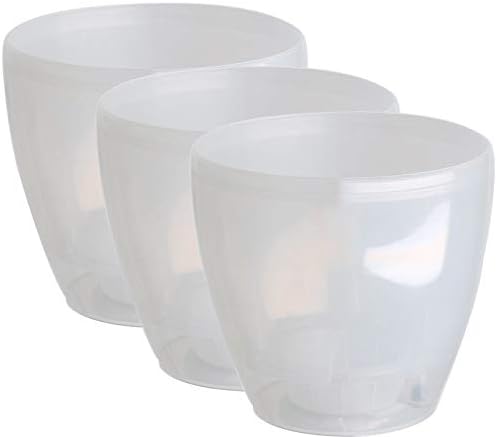 Gardenera 6.7" Deco Self Watering Pots for Indoor Plants in Transparent (Set of 3) - Decorative Flower Pot with Water Level Indicator and Drainage Cartridge for All House Plants, Flowers and Herbs by Gardenera