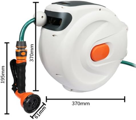 Auto Retractable Water Hose Reel, Wall Mounted Automatic Rewind Water Reel, Heavy Duty Retractable Hose Reel with Spray Nozzle for Car Wash Workshop Cleaning (20m) - Image 5