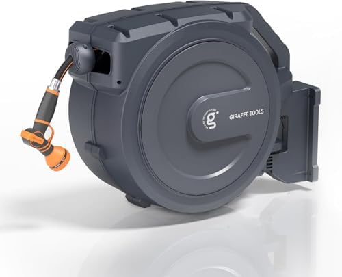 Giraffe Tools Retractable Garden Hose Reel Auto Rewind Wall Mount 5/8" 62FT by GiraffeTools