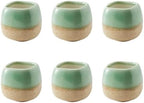 Abaodam 6pcs Mini Ceramic Flower Pot for Succulents and Bonsai, Light Green by Abaodam