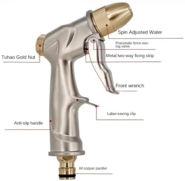 For Watering Plants Washing Garden Hose Nozzle Sprayer Heavy Duty Metal Handheld Water High Pressure 4 Spraying Modes - Image 4