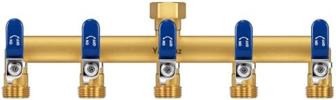 5-Way Garden Hose Splitter, Heavy-Duty Brass, 3/4" GHT, Blue by Yayamz