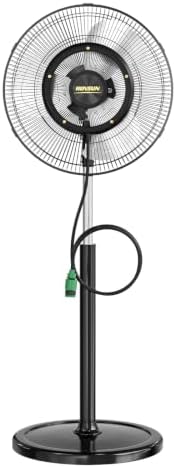 ROVSUN 20" Pedestal Misting Fan with BLDC Motor & Spray Ring, Industrial Outdoor Standing Mist Fan with Adjustable Height, 4-Speed High Velocity Oscillating Mister Fan for Outside Cooling, Patio by ROVSUN