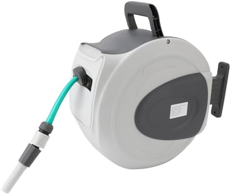 Alomejor Retractable Garden Hose Reel Strong and Durable Auto Rewind Swivel Bracket Wall Mounted Hose Reel for Outdoor Watering - Image 4