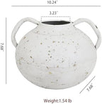 Vintage Flower Vase with Handle Rustic Distressed White Vase Farmhouse Decorative Jug Vase for Home, Living Room, Wedding, Shelf, Table Centerpiece Entryway Decor (White) - Image 2
