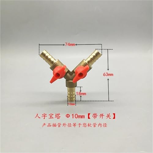 5/16 Fuel Shut Off Valve 2pcs 8mm 10mm Hose Barb Y Type Three 3 Way Brass Shut Off Ball Valve Pipe Fitting Connector Adapter For Fuel Gas Water Oil Air For Water Gas Fuel Drip Irrigation(8mm-Y) - Image 6