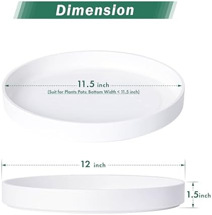 Phoenix Vine 12 Inch Plastic Plant Saucer Water Drip Tray, Heavy Sturdy Round Plant Drainage Tray for Indoors Outdoor, Set of 2, Matte White, 21-TY-12W-2 - Image 2