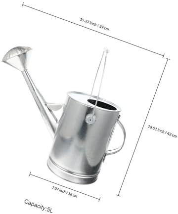 Totority Vintage 5l Thickened Galvanized Steel Watering Can with Long Spout for Indoor and Outdoor Gardening, Plant Watering Kettle Tool with Spray Function - Image 2