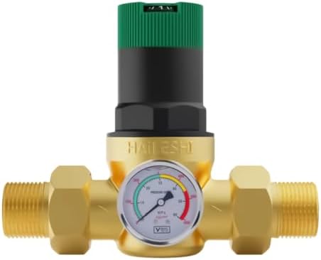 AOYEBO Brass Water Pressure Reducing Valve with Gauge, Adjustable by Unknown