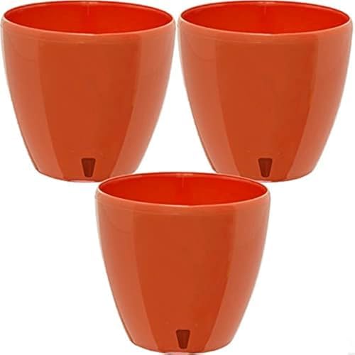DECOPOTS - 3 Pack Self Watering Planter - Indoor Decorative Flower Pot with Drainage Cartridge and Water Level Indicator (5.5", Poppy Red) by DecoPots-SelfWateringPots