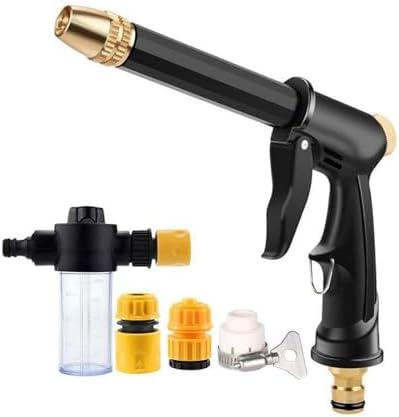 Adjustable High Pressure Water Spray Gun,Multi-Mode Brass Nozzle Car Wash Sprayer for Garden Irrigation&Household Patio Cleaning(Black C Set) by Unknown